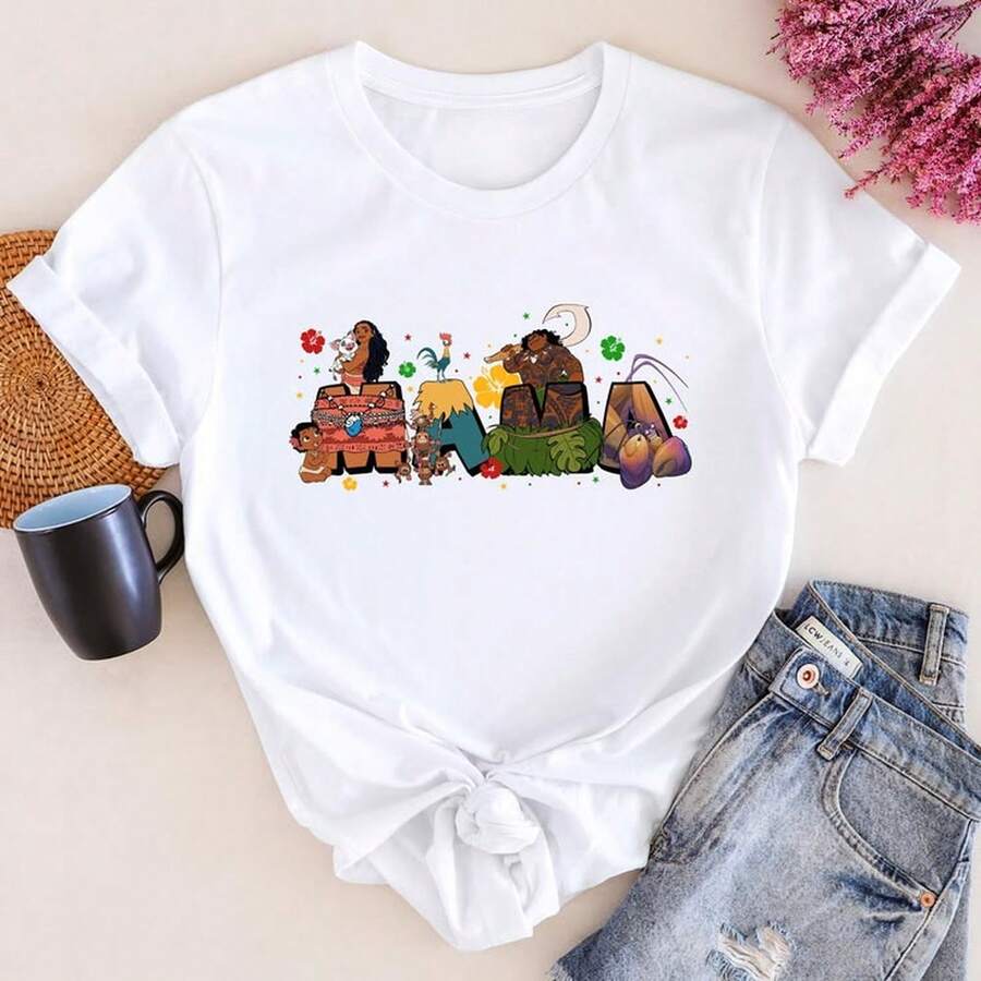 M1oana Mom T-Shirt Cute Family Design T1EE220G Essential Unisex Cotton T-Shirt, 220g Unique Softness. Designed To Fit Everyone, Men And Women Alike. Durable, High-Quality Fabric, Ready For Any Cut, Delicate To The Touch But Built To Last. Lightweight Tops For Women, Perfect For Fall Outfits, Vacation Wear, And New Year's Costumes. - 白色 - 查看 1
