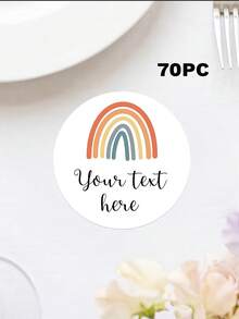17/35/70 piezas Pegatinas arcoíris personalizadas, etiquetas bohemias personalizadas para baby shower y regalos, etiquetas de texto personalizadas para baby shower y recuerdos de cumpleaños - Multicolor - Ver 8