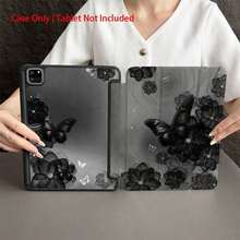 1pc Butterfly & Flower Pattern - Elegant & Dreamy Protective Case, Designed For Users Pursuing Aesthetic, With Pen Slot, Compatible With  10.9/10.2/Air 5th Gen/Pro 11/10th Gen/9.7/Air 2/ (7th Gen)/ (8th Gen)/ Air 4/5/ Pro 11/ 10th Gen 10.9" (2022)/ Air 13" (M3 2025)/ Air 11" (M3 2025), With Auto Sleep/Wake Function, Fashionable Tablet Accessory - màu đen - Xem 3