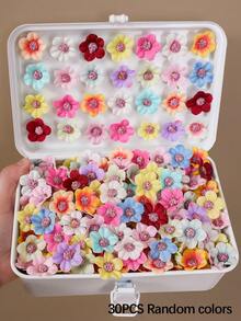 30pcs Assorted Fabric Flower Hair Clips, Minimalist Style Hair Accessories For Girls, Suitable For Daily Use - Multicolor - View 9