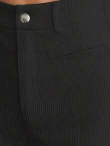 a Pantalones con bolsillo y cremallera de unicolor de poliéster, adecuados para uso diario en primavera, otoño e invierno, color negro - Negro - Ver 5