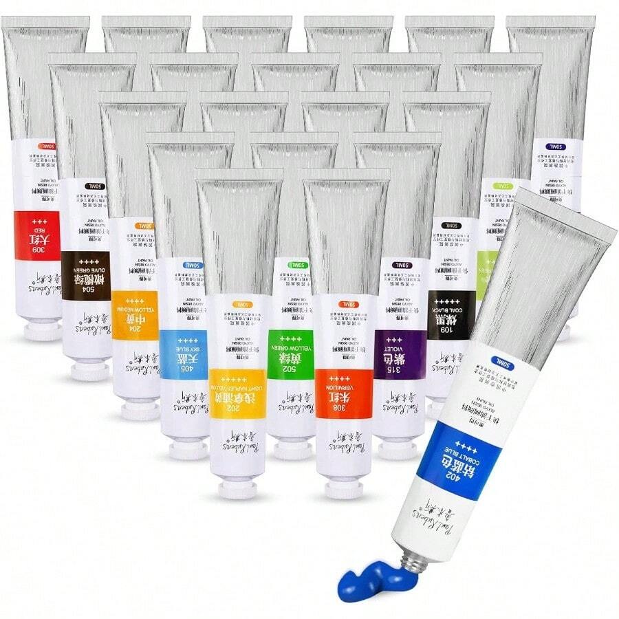 Oil Paint, 20 Bright Oil Colors With High Saturation, 50ml Large Capacity Tubes, Faster Drying Time With Creamy Texture And Consistency Artists, Students, Beginners - Multicolor-02 - View 1