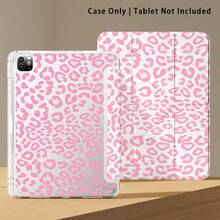 Funda protectora de tableta de cristal acrílico con efecto pintado de estampado de leopardo rosa, compatible con modelos populares de /Apple///Honor///, plegable y resistente a la flexión, esquinas reforzadas de silicona, función de activación/suspensión automática, ranura para lápiz incorporada, soporte plegable multiángulo - Estilo 4 - Ver 7