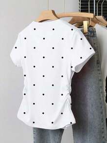 Nuevas llegadas de verano, chaqueta casual versátil, diseño gráfico con rhinestones, camiseta ajustada para mujer, cómoda de llevar, adecuada para uso diario, al aire libre, de compras, citas - Blanco - Ver 2
