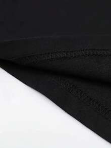 Camiseta de manga corta con cuello redondo, estampado floral, corte holgado, de tela suave, para mujer, estilo casual urbano. - Negro - Ver 5