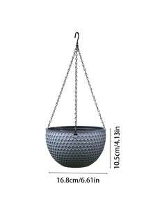 2pcs Vintage Rattan Honeycomb Pattern Double-Layer Hanging Planter Baskets, With Drainage Holes And Hook For Indoor/Outdoor, Balcony, Patio, Garden Decor, Modern Hanging Planters | Durable Plastic Material For Plants - Flowerpot - View 4