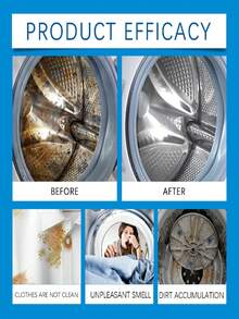 JUE FISH Washing Machine Cleaner, Suitable For Top-Load And Front-Load Washing Machines. Removes Odors, Hard Water Stains, Mineral Deposits, Soap Scum And Lint. Amazing Cleaning Effect, Fresh Lemon Scent. Randomly Shipped New And Old Models. - Solid State - View 5