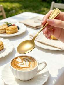 4/8/12/24/32pcs Dessert Fork & Spoon Set, Suitable For Dessert, Cake, Ice Cream, Fruit, Perfect For Birthday Party, Afternoon Tea, Holiday Celebration - Gold - View 4