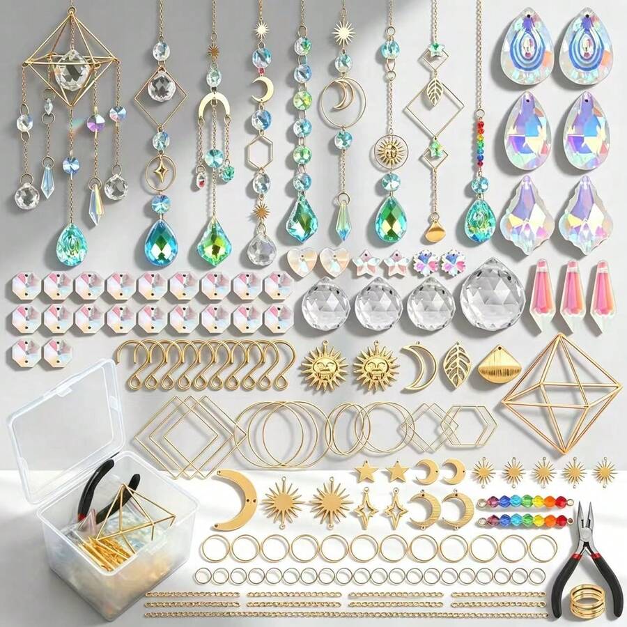 400pcs Sun Catcher Making Kit, Adult Arts And Crafts, Rainbow Maker With Crystals, Suitable For Indoor Window Office Home Decor - 400pcs Gold Copper Frame DIY - View 1