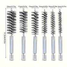6 pezzi Set di spazzole in acciaio inossidabile con attacco esagonale da 1/4", varietà di dimensioni di spazzole metalliche per sbavatura, rimozione della ruggine, pulizia di fori, lucidatura e molatura, accessori per utensili elettrici - Visualizzare 1