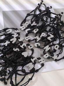 这款创意时尚、优雅精致、华丽简约、轻奢独特、经典百搭的铜镶嵌合成锆石26字母编织结串珠手链，适合女性、男性、姐妹、情侣佩戴，也是毕业舞会/毕业典礼的理想礼物；完美适用于父亲节、日常佩戴、约会、派对、节日、送礼、夏季、海滩和度假；尺寸可调节。 - 手鍊 - 查看 4