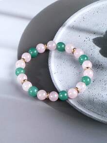 Braccialetto di perline per abbondanza e prosperità, avventurina verde e quarzo rosa per attrarre ricchezza, amore, fortuna e successo, gioielli spirituali in stile boho, regali per donne e uomini - Multicolore - Visualizzare 8