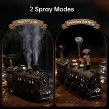 Essential Oil Aroma Diffuser, 300ml, Train Diffuser With Trains, Flame Effect, Remote Control Mini Mist Humidifier For Aromatherapy, Bedroom - Apple - View 7