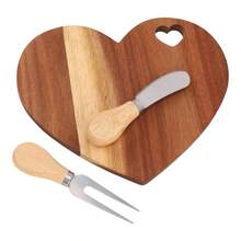 1 Set New Bride Baby Shower Gift, Heart-Shaped Cheese Board With Cheese Knife, Mini Bamboo Sausage Platter, Suitable For Bridal Shower, Wedding, Valentine's Day, Birthday - View 9