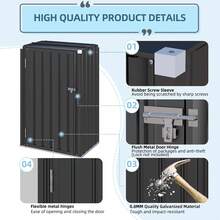 YODOLLA Outdoor Metal Vertical Storage Cabinet Box Waterproof Small Tool Cupboard For Backyard Garden - Grey - View 5