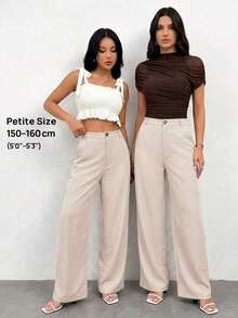 Pantalones casuales simples de unicolor para mujer para usar todos los días - Beis 2 - Ver 9