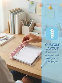 71pcs Mini Transparent PVC Binder Set, Cute Transparent Binder, Detachable Loose-Leaf Diary Notebook, 6-Ring Transparent Loose-Leaf Diary Notebook, Cute Snap Ring Binder, Cute Stationery, Back To School, Portable Pocket Diary Notebook, Ideal For Scrapbooking And Daily Recording - Blue and Pink Binder Set - View 2