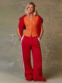 Cárdigan rojo casual para mujer - Naranja - Ver 6