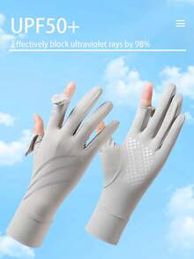 1 Pair Fingerless Sunscreen Gloves, Striped Anti-Slip Touchscreen Gloves For Cycling, Outdoor, Shopping, Sports In Summer - A - View 11