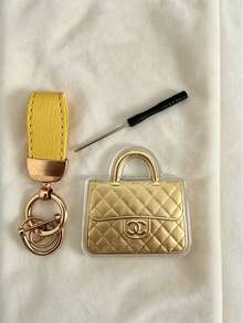 PU Leather Quilted Bag Charm Keychain For Women, Gold Metal Ring Purse Pendant Accessory For Handbag Backpack Gift - Multicolor - View 7