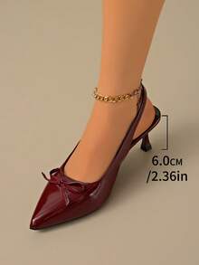 Giày sandal cao gót mũi nhọn thắt nơ thanh lịch, giày dự tiệc gợi cảm, phù hợp cho mùa hè đi làm, hộp đêm, đám cưới, tiệc tùng, hoạt động ngoài trời, có sẵn màu đỏ tía, đen, trắng, đỏ. - Màu Đỏ Sâu - Xem 8
