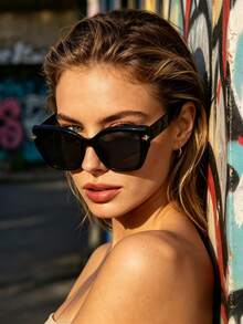 AINII 1pc European And American Cat Eye Frame Women's Fashionable Glasses, Summer Accessories, Hair Accessories, Discounted Prices, Essential For Travel - Multicolor - View 6
