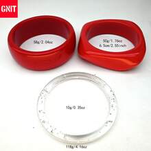 GNIT 3件組/2件組/1件組透明樹脂手環，閃亮多幾何設計，復古風格，度假時尚聲明手鐲，透明粗款珠寶配件 - 紅.紅.透塊 - 查看 5