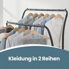 SONGMICS Clothes Rack, Clothing Rack With Shelves, Garment Racks Heavy Duty, Double Rod Clothes Rack With 6 Hooks, Clothes Storage And Display, For Living Room, Bedroom - 黑色 - 查看 5