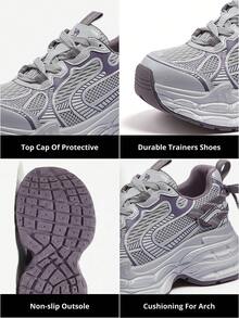 CAMEL CROWN Women's Fashion Thick-Soled Casual Sneakers, Breathable Lightweight Running Shoes, Comfortable Non-Slip Walking Shoes, Suitable For Daily Wear And Sports/Leisure - Silver Purple - View 6