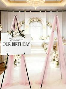 2m Transparent Tulle Fabric, Soft Chiffon Table Runner Suitable For Wedding Welcoming Board, Baby Shower Party, Birthday Party, Event Arch Decor - Multicolor - View 5