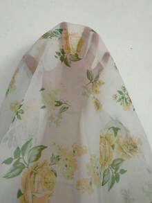 Vestido corto con estampado digital fruncido de diseño francés para mujeres - Rosa Fucsia - Ver 11