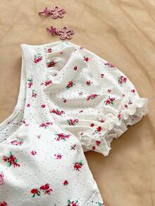 Estilo bohemio, floral romántico, estilo de vacaciones, blusas con estampado floral con temática del 4 de julio, blusas de vacaciones, blusas con cuentas, blusas de fiesta, blusas de tirantes, blusas cortas con temática del 4 de julio para mujeres, - Rosa - Ver 3