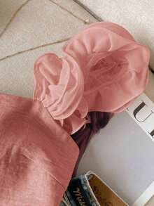 Frenchy Camiseta de tirantes de mujer con volantes de unicolor y parches, con detalle de nudo en la espalda - Rosa vieja - Ver 4