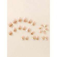 Spring Accessories French Manicure Nail Stickers Short Square Nude Color Fake Nails White French Pointed Tip With Minimalist Gold Line Design Glossy Gel Polish Acrylic Manicure Natural Reusable Press On Nails With Nail Glue Set Nail Art Supplies For Women Girls Cute Y2k Style Elegant Minimalist Decor Easy To Apply And Remove Long Lasting Glossy Effect Natural Looking Suitable For Daily Wear Dating Party Office Travel Ideal Gift For Girlfriend Wife Sister Best Friend Female Family Members Sweet Present For Birthday Anniversary Graduation Surprise For Nail Art Lovers Portable Lightweight Kit Comfortable Wearing No Harm To Natural Nails Reusable Durable Material Classic French Style Blended With Y2k Elements Exquisite Gold Line Nude Color Matches All Skin Tones Timeless Design Salon Quality At Home Perfect For Festival Gifting Spring Outfit Matching Must-Have Beauty Accessory For Modern Women - Multicolor - View 3