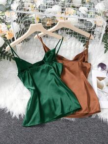 Clasi Camisola de cuello drapeado de 2 piezas para mujer para el verano - Verde Oscuro - Ver 2