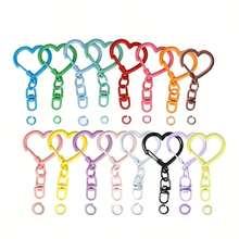 16pcs Colorful Metal Heart Swivel Clasps With Open Rings, Alloy Lobster Claw Clasps, Suitable For DIY Beading, Bag Charms, Wallet Making - 16pcs - View 2