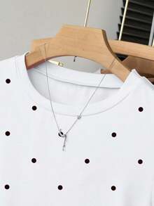 Nuevas llegadas de verano, chaqueta casual versátil, diseño gráfico con rhinestones, camiseta ajustada para mujer, cómoda de llevar, adecuada para uso diario, al aire libre, de compras, citas - Blanco - Ver 3
