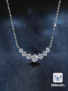 1 chiếc dây chuyền mặt cười bằng bạc sterling 925 cao cấp, đính đá Moissanite 0.7ct, thích hợp cho phụ nữ đeo hàng ngày, dự tiệc, đi nghỉ mát, Ngày của Mẹ, mùa cưới, làm quà tặng cho phù dâu, quà tặng kỷ niệm ngày cưới. - Bạc - Xem 5