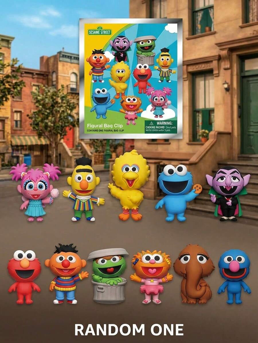 Monogram 1PC Officially Licensed Blind Box Surprise Box 3D Figurine Bag Clip Charms Elmo Bert Cookie Monster Backpack Decor Anime Collector Kering Birthday Holiday Gift - Multicolor - View 1