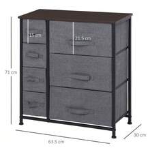 Storage Cabinet With 7 Foldable Fabric Drawers, Metal Frame With Wood Look, Grey, 63.5 X 30 X 71 Cm. - Dark Grey - View 3
