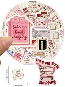 50PCS Bookish Reading Lover Stickers Literary Minimalist Art Decals Scholar Style Ornament For Study Room Bookshelf Notebook Journal Desk Surface Decoration School Supplies - 1 Set - View 2