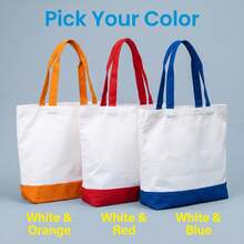 Colorblock Canvas Shoulder Tote Bag, Wide Comfortable Handle, Large Open Top For Easy Storage, 3 Available Colorways - View 1