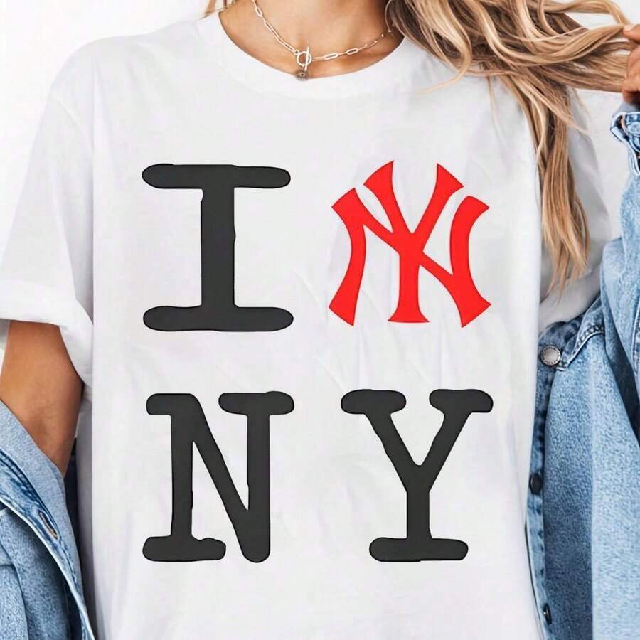 Cute Premium Unisex Casual T-Shirts, New York City T-Shirt, Baseball T-Shirt, New York City T-Shirt - 白色 15 - 查看 1