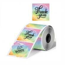 50x50mm Gradient Colorful Floral Edge Waterproof Label Paper, Suitable For M110 M220 M221 M120 M200 Label Printers, Thermal Label Stickers For DIY, Design, Jewelry, Cosmetics, Kitchen Food Labeling - View 3