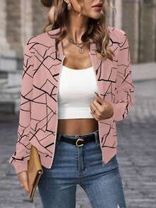 Chaqueta con cremallera de manga larga versátil y de moda, adecuada para el uso diario - Multicolor - Ver 4