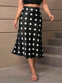 Falda de talle alto unicolor - Negro 2 - Ver 1