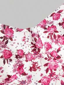 Vestido de verano de mujer con tirantes anudados y estampado floral romántico - Burdeos - Ver 3