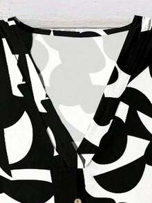 Camisa de mujer casual y minimalista con estampado botánico, adecuada para el verano - Multicolor - Ver 5