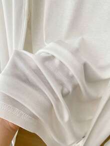 Chaqueta ligera de mujer de unicolor, de manga larga y con abertura frontal casual - Blanco - Ver 7