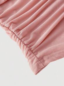 Top sin mangas para mujer con superposición de malla de unicolor, verde - Rosa vieja - Ver 4